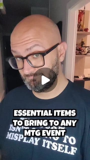 Luigi to camera, captioned: essential items to bring to any MTG event